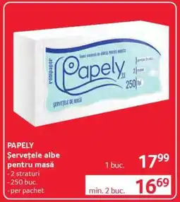 Selgros PAPELY Șervețele albe pentru masă Ofertă