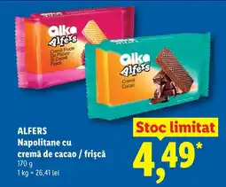 Lidl ALFERS Napolitane cu cremă de cacao / frișcă Ofertă