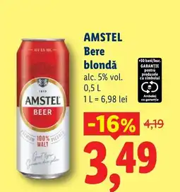 Lidl AMSTEL Bere blondǎ Ofertă