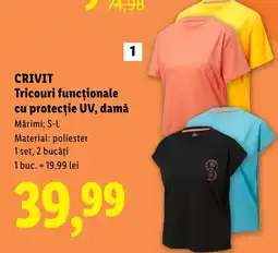 Lidl CRIVIT Tricouri funcționale cu protecție UV, damă Ofertă