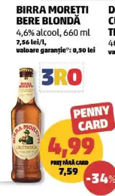 Penny BIRRA MORETTI Bere blondă Ofertă