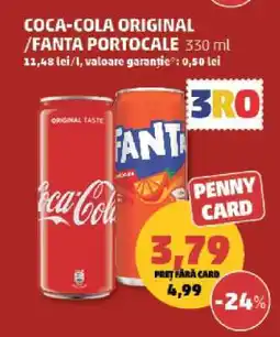 Penny COCA-COLA ORIGINAL / FANTA PORTOCALE 330 ml Ofertă