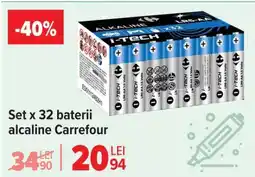 Carrefour Set x 32 baterii alcaline Carrefour Ofertă