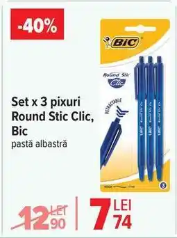 Carrefour Set x 3 pixuri Round Stic Clic, Bic Ofertă