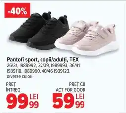 Carrefour Pantofi sport, copii/adulți, TEX Ofertă