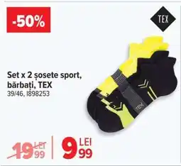 Carrefour Set x 2 șosete sport bărbați, TEX Ofertă