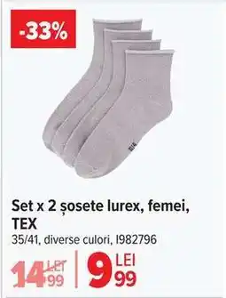 Carrefour Set x 2 șosete lurex, femei, TEX Ofertă