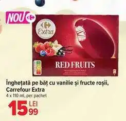 Carrefour Înghețată pe băț cu vanilie și fructe roșii, Carrefour Extra Ofertă