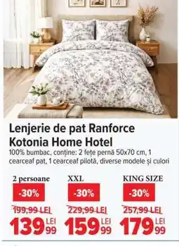 Carrefour Lenjerie de pat Ranforce Kotonia Home Hotel Ofertă