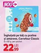 Carrefour Înghețată pe băț cu praline și amarene, Carrefour Classic Ofertă