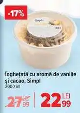 Carrefour Înghețată cu aromă de vanilie și cacao, Simpl Ofertă