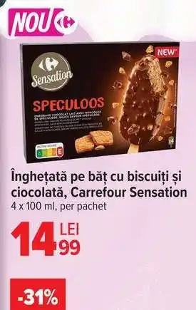 Carrefour Înghețată pe băț cu biscuiți și ciocolată, Carrefour Sensation Ofertă
