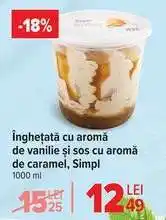 Carrefour Înghețată cu aromă de vanilie și sos cu aromă de caramel, Simpl Ofertă