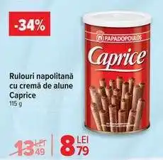 Carrefour Caprice Rulouri napolitană cu cremă de alune Ofertă