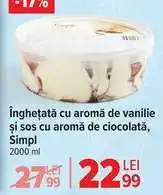 Carrefour Înghețată cu aromă de vanilie și sos cu aromă de ciocolată Simpl Ofertă