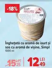 Carrefour Înghețată cu aromă de iaurt și sos cu aromă de vișine, Simpl Ofertă