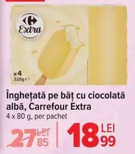 Carrefour Înghețată pe băț cu ciocolată albă, Carrefour Extra Ofertă