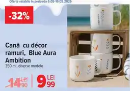 Carrefour Cană cu décor ramuri, Blue Aura Ambition Ofertă