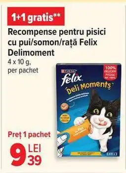 Carrefour Recompense pentru pisici cu pui/somon/rață Felix Delimoment Ofertă