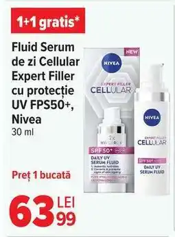 Carrefour Fluid Serum de zi Cellular Expert Filler cu protecție UV FPS50+, Nivea Ofertă