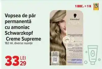 Carrefour Vopsea de păr permanentă cu amoniac Schwarzkopf Creme Supreme Ofertă