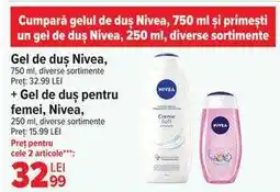 Carrefour Gel de duș Nivea 750 ml + Gel de duș pentru femei Nivea 250 ml Ofertă