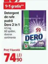 Carrefour Detergent de rufe pudră Dero 2 in 1 Ofertă