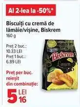 Carrefour Biscuiți cu cremă de lămâie/vișine, Biskrem Ofertă