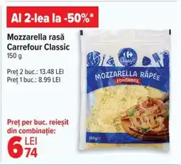 Carrefour Mozzarella rasă Carrefour Classic Ofertă