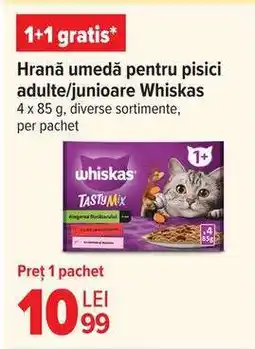 Carrefour Hrană umedă pentru pisici adulte/junioare Whiskas Ofertă