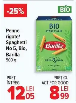 Carrefour Penne rigate/Spaghetti No 5, Bio, Barilla Ofertă