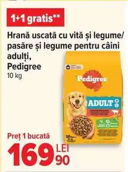 Carrefour Hrană uscată cu vită și legume/pasăre și legume pentru câini adulți, Pedigree Ofertă