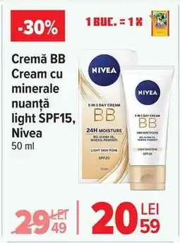 Carrefour Cremă BB Cream cu minerale nuanță light SPF15, Nivea Ofertă