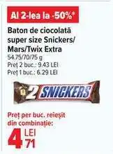 Carrefour Baton de ciocolată super size Snickers/Mars/Twix Extra Ofertă