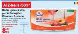 Carrefour Hârtie igienică albă/piersică/mușețel, Carrefour Essential Ofertă