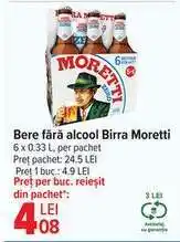 Carrefour Bere fără alcool Birra Moretti Ofertă