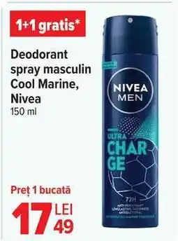 Carrefour Deodorant spray masculin Cool Marine, Nivea Ofertă