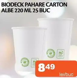 Unicarm Biodeck pahare carton albe Ofertă