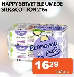 Unicarm Happy servetele umede silk&cotton 2*64 Ofertă