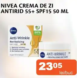 Unicarm Nivea crema de zi antirid 55+ SPF15. Ofertă