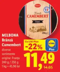 Lidl MILBONA Brânză Camembert Ofertă