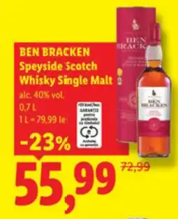 Lidl BEN BRACKEN Speyside Scotch Whisky Single Malt Ofertă