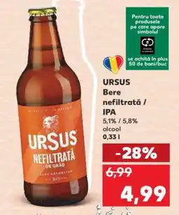 Kaufland URSUS Bere nefiltrată / IPA Ofertă