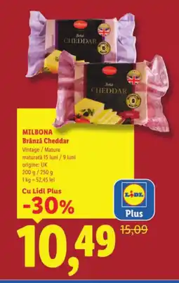 Lidl MILBONA Brânză Cheddar Ofertă