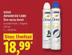 Lidl DOVE ADVANCED CARE Deo spray damǎ Ofertă