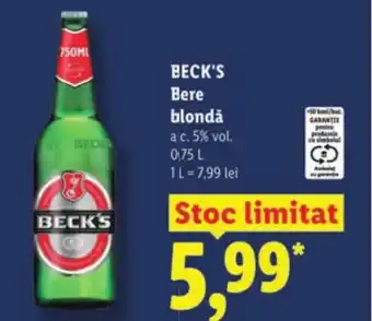 Lidl BECK'S Bere blondǎ Ofertă