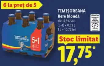 Lidl TIMIȘOREANA Bere blondǎ Ofertă