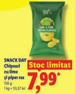 Lidl SNACK DAY Chipsuri cu lime şi piper roz Ofertă