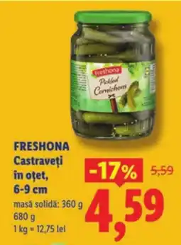 Lidl FRESHONA Castraveţi in oțet 6-9 cm Ofertă