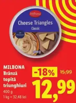 Lidl MILBONA Brânză topitǎ triunghiuri Ofertă